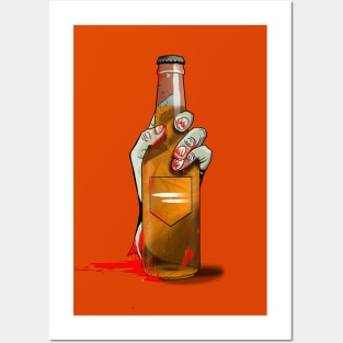 Zombie Hand Double Tap on Orange Posters and Art